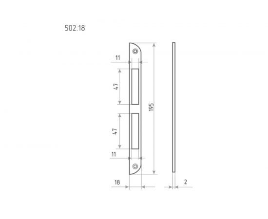 Ответная планка НОРА-М 502.18 ст.бронза 196мм 8567 – изображение 2