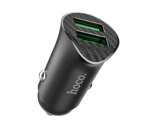 Автомобильная зарядка Hoco Z39 QC3.0, два порта USB, 18 Вт, черный 796498 – изображение 26