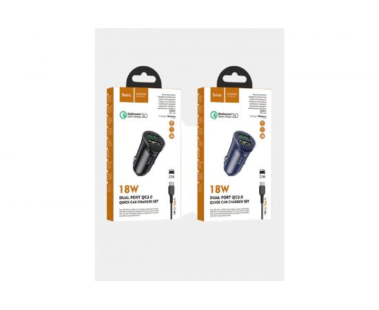 Автомобильная зарядка Hoco Z39 QC3.0, два порта USB, 18 Вт, черный 796498 – изображение 29