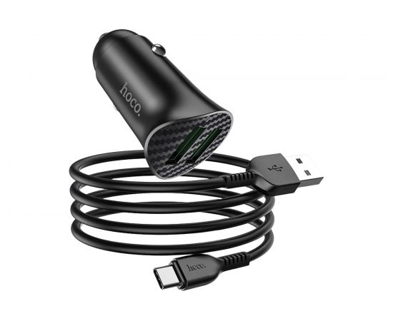 Автомобильная зарядка Hoco Z39 QC3.0, два порта USB, 18 Вт, черный 796498 – изображение 30