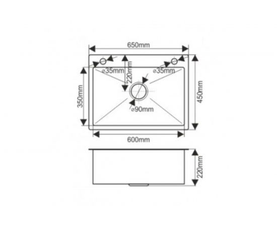 Мойка MELANA ProfLine 3.0/220, сатин, золото, врезная, прямоугольная D6545HG золото – изображение 3