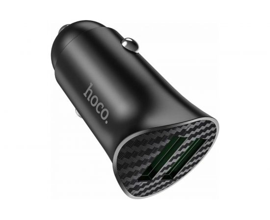 Автомобильная зарядка Hoco Z39 QC3.0, два порта USB, 18 Вт, черный 796498 – изображение 3
