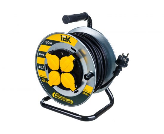 Катушка IEK ""Professional"" УК30 4 места, 2Р+PЕ, 30м, КГ, 3х1,5мм2, IP44 WKP16-16-04-30-44 – изображение 3