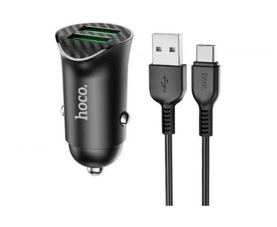 Автомобильная зарядка Hoco Z39 QC3.0, два порта USB, 18 Вт, черный 796498 – изображение 31