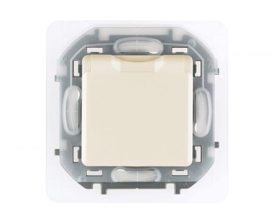 Розетка Legrand 2К+З IP 44 с откидной крышкой и шторками 16 А - 250 В INSPIRIA слоновая кость 673741 – изображение 5