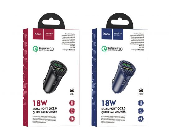 Автомобильная зарядка Hoco Z39 QC3.0, два порта USB, 18 Вт, черный 796498 – изображение 9