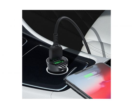 Автомобильная зарядка Hoco Z39 QC3.0, два порта USB, 18 Вт, черный 796498 – изображение 10