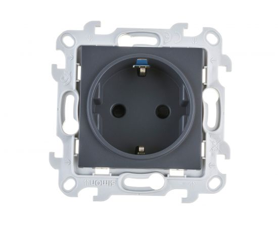 Розетка Simon 2К+З Schuko со шторками, графит 2450432-038 