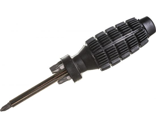 Отвертка с черной усиленной ручкой и 5 насадками CrV FIT 56245 