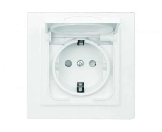 1-местная розетка EKF Минск, СП, с заземлением, с крышкой, 16А, белая, с защитной шторкой, IP44, SQ ERR16-029-100-44 