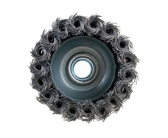 Щетка-чашка (75 мм; М14; крученая проволока) для УШМ vertextools 12200-075 – изображение 2