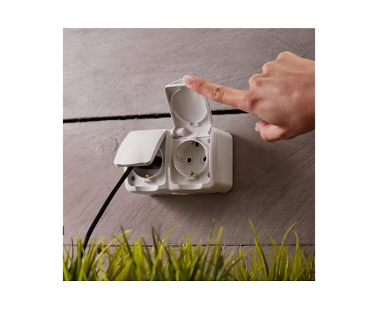 Двойная накладная розетка KRANZ горизонтальный блок с/з IP54 16А белая KR-78-0606 – изображение 3