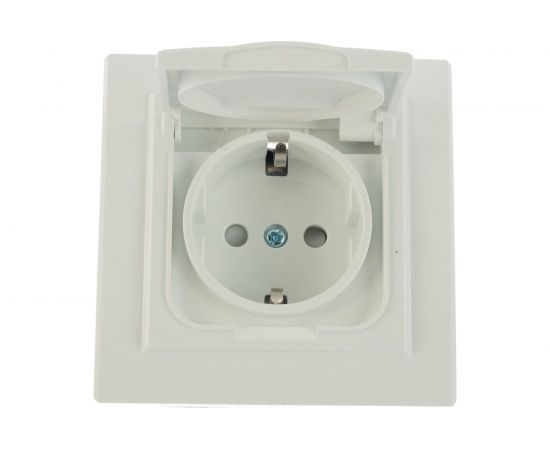 1-местная розетка EKF Минск, СП, с заземлением, с крышкой, 16А, белая, с защитной шторкой, IP44, SQ ERR16-029-100-44 – изображение 3