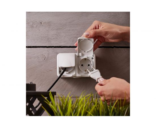 Двойная накладная розетка KRANZ горизонтальный блок с/з IP54 16А белая KR-78-0606 – изображение 4