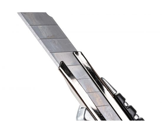 Канцелярский нож BRAUBERG Metallic 18 мм роликовый фиксатор резиновые вставки металл 237159 – изображение 4