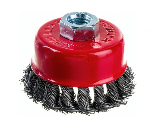 Щетка-чашка (75 мм; М14; крученая проволока) для УШМ vertextools 12200-075 – изображение 4