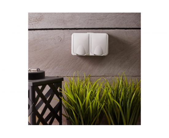 Двойная накладная розетка KRANZ горизонтальный блок с/з IP54 16А белая KR-78-0606 – изображение 5