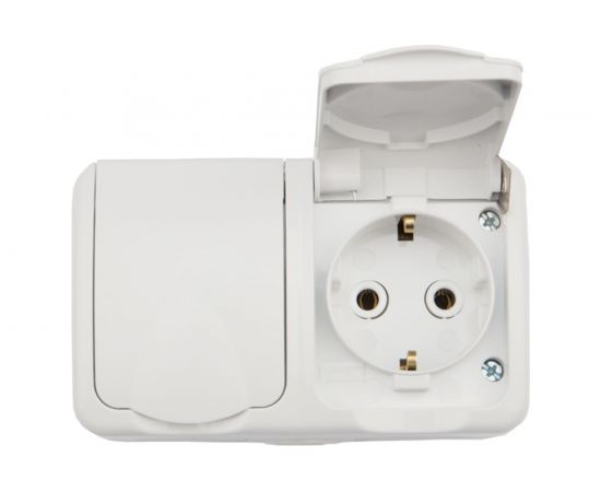 Двойная накладная розетка KRANZ горизонтальный блок с/з IP54 16А белая KR-78-0606 – изображение 7