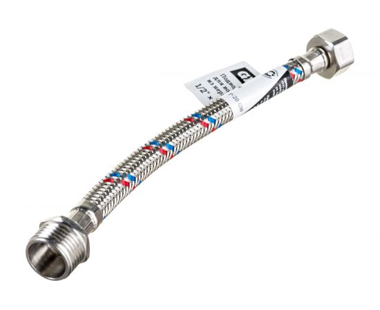 Гибкая подводка для воды Gigant с опл��ткой из нержавеющей стали, 1/2""х20 см, г/ш P-20-GW 