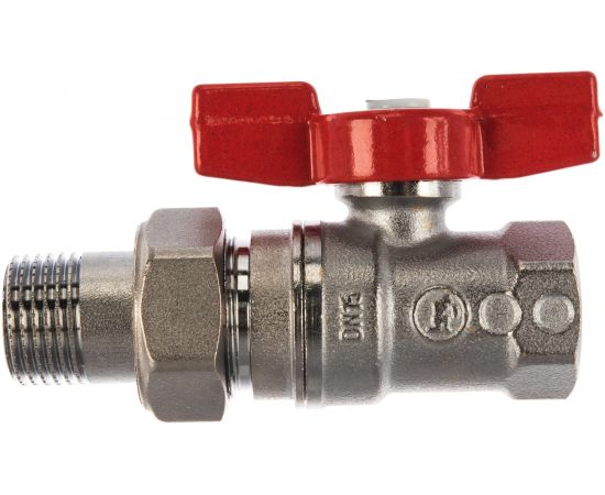 Шаровой кран Giacomini R259D 1/2, 1/2, ВН, ручка-бабочка красная, хром, с разъемным соединением R259X003 