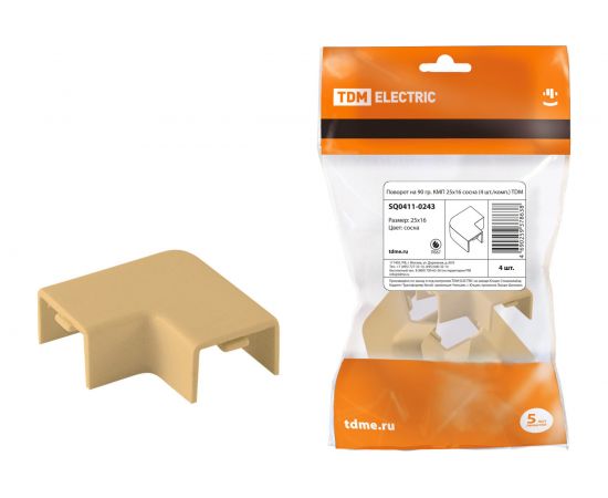 Поворот на 90 градусов TDM КМП 25x16 сосна 4 шт./комп. SQ0411-0243 