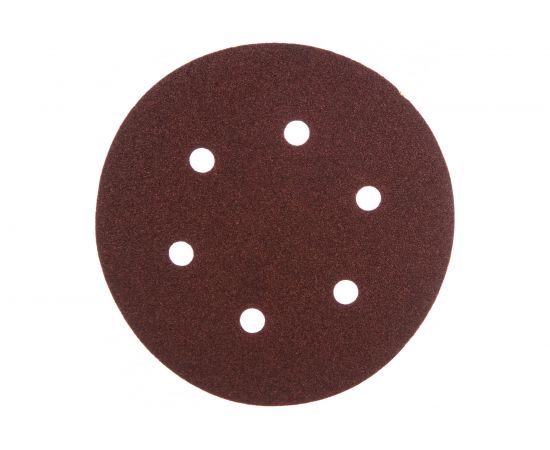 Круг абразивный на ворсовой подложке под липучку, перфорированный (5 шт; 150 мм; 6 отв.; P80) MATRIX 73838 