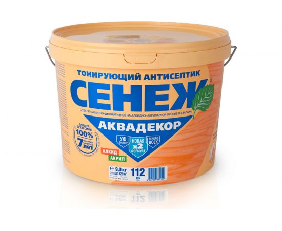 Антисептик для дерева СЕНЕЖ АКВАДЕКОР Х2-112 дуб, 9 кг 11068 