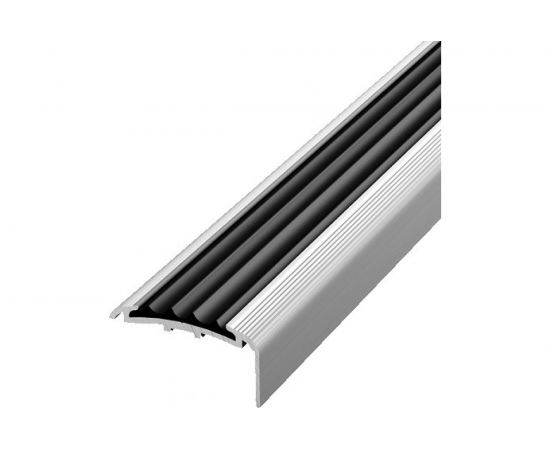 Порог угловой алюминиевый (40х20 мм; 1.8 м; без покрытия; черная резинка) Лука УТ000023682 