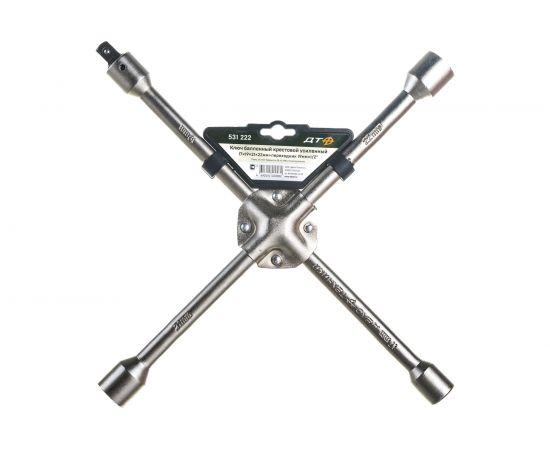 Балонный крестовой усиленный ключ 17 х 19 х 21 х 22 мм с переходником 19мм-1/2" Дело Техники 531222 