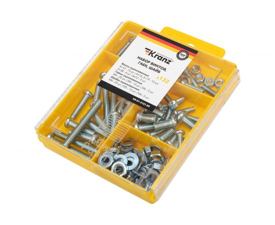 Набор винтов, гаек и шайб kranz 132 шт. KR-01-3101-09 – изображение 2