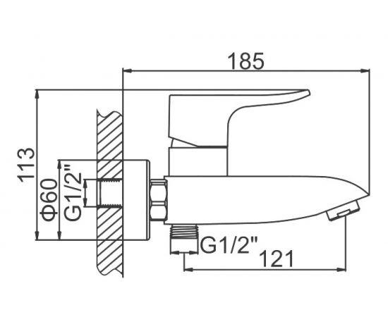 Смеситель для ванны LEDEME картридж 35 мм, короткий излив L3234 805761 – изображение 2