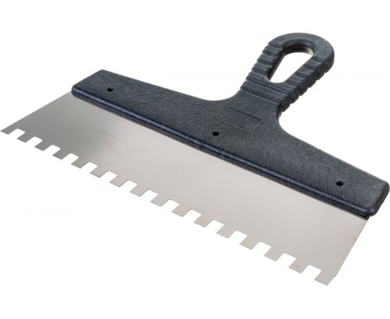 Шпатель из нержавеющей стали, 250 мм, зуб 8x8 мм, пластмассовая ручка СИБРТЕХ 85474 – изображение 2