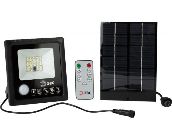 Светодиодный уличный прожектор ЭРА на солнечной батарее, 20W, 350 lm, 5000K Б0049545 