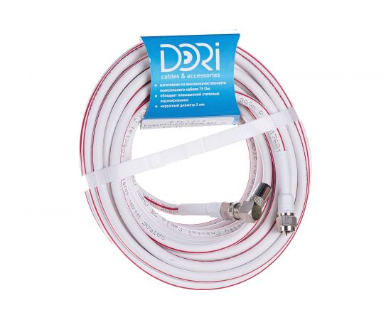 Коаксиальный кабель DORI SAT-50 на F-разъёмах 10 м + переходник на TV 40026 