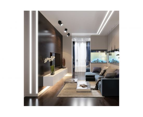 Врезной глубокий профиль APEYRON алюминиевый 12 мм для светодиодной ленты, 1 м. 08-11-01 