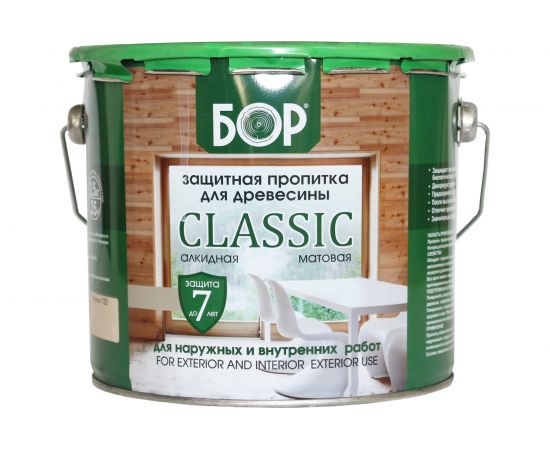 Защитная пропитка для древесины Бор CLASSIC орех, банка 2,5 кг 4690417078875 