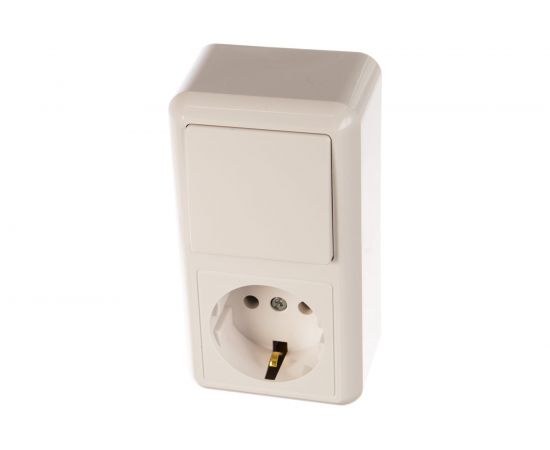 Комбинированный блок Кунцево-Электро ОПТИМА выключатель+розетка с з/к БКВР-405 8064 