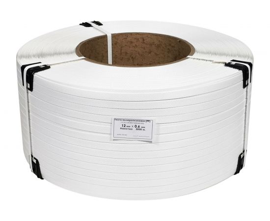 Лента Кордленд ПП, 12х0,6 мм х 3 км, 140 кгс, белый, М/ПА PP-00668 