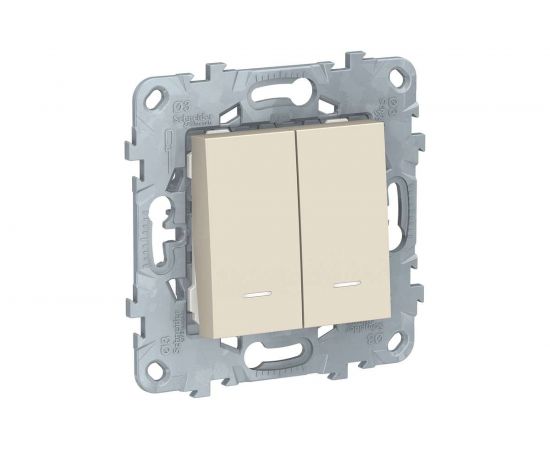 Выключатель Schneider Electric 2-кл. 2-мод. UNICA NEW с подсветкой 2хсх.1а бежевый NU521144N 1239940 