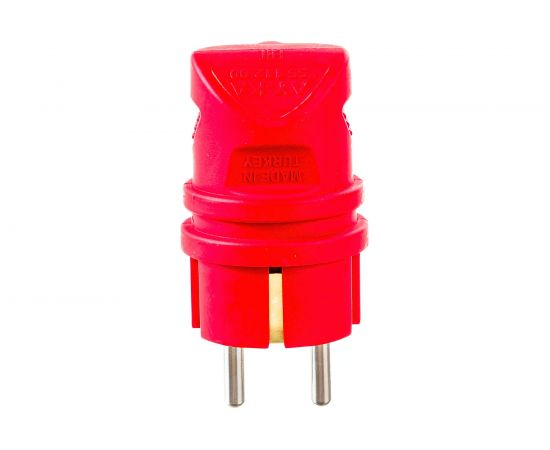 Угловая вилка AY-KA каучук с заземлением 16А IP44 красная 5511201 