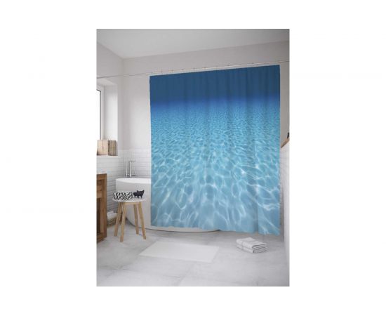 Штора (занавеска) для ванной JoyArty ""Водная пустошь"" из сатена, 180х200 см с крючками, sc_10279 