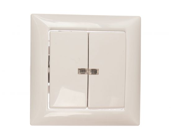 Выключатель Кунцево-Электро СЕЛЕНА скрытой установки, двухклавишный с подсветкой 10А С510-397 8104 