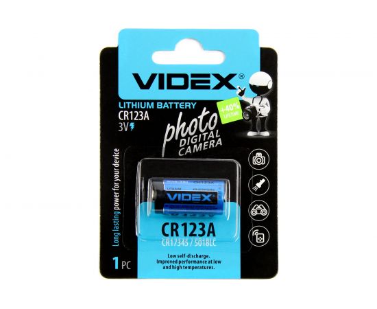 Литиевый элемент питания VIDEX 1шт. в блистере VID-CR123 