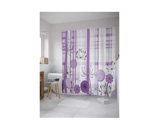 Штора (занавеска) для ванной JoyArty ""Краски одуванчиков"" из сатена, 180х200 см с крючками, sc_7957 