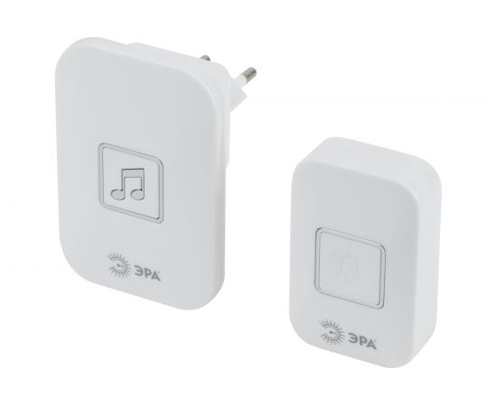 Дверной звонок ЭРА C98 беспроводной, от сети, белый, 60 мелодий Б0054089 