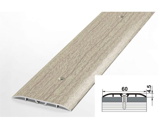 Порог прямой алюминиевый (60 мм; 0.9 м; декоративный; дуб беленый) Лука УТ000012533 – изображение 2