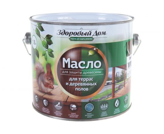 Масло для террас и деревянных полов Здоровый Дом орех 1,8 л Лк-00009554 – изображение 2