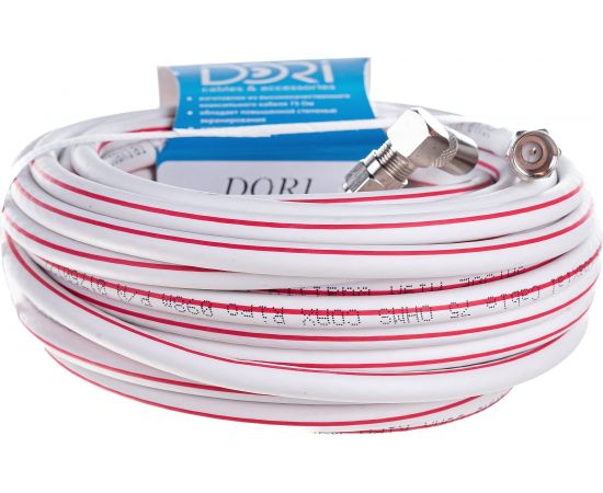 Коаксиальный кабель DORI SAT-50 на F-разъёмах 10 м + переходник на TV 40026 – изображение 2