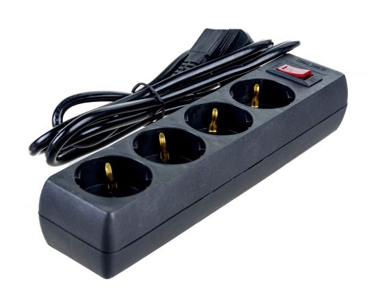 Удлинитель ExeGate EC-4-1.8B 4 евро с заземлением, 1.8м, выключатель с подсветкой, черный 279396 – изображение 2