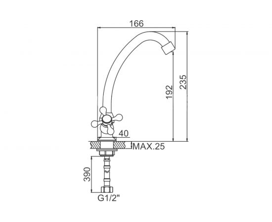 Смеситель для кухни LEDEME крест, гайка, керамика, силумин L4908 806940 – изображение 2